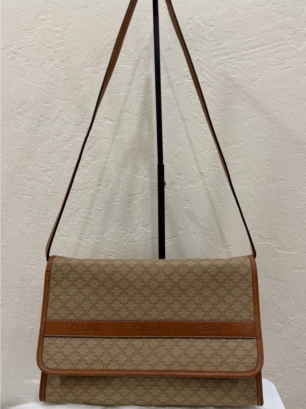 Celine Beige and Brown Monogram Crossbody Bag